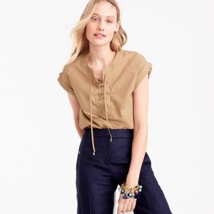 J. Crew | Camel Lace Up Cotton Popover sz 6
